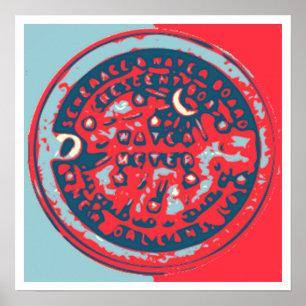 Póster Medidor de água vermelho e azul de Nola