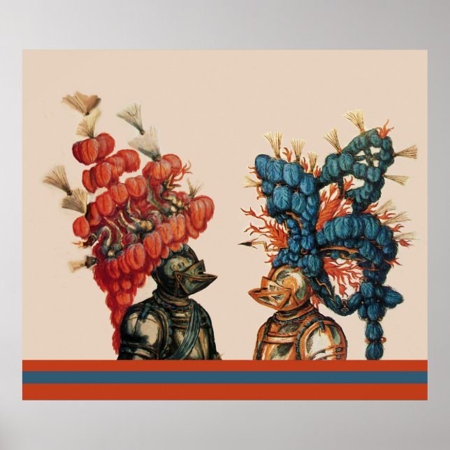 POSTER MEDIEVAL KNIGHT AJUDA COM DRAGÕES DE PENAS VERMELH (Frente)