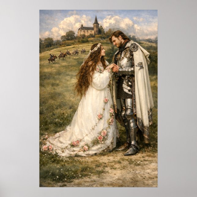 Poster Medieval Knight, Castle & Princess (Frente)