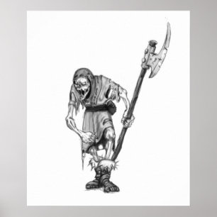 Poster Medieval Undead Fantasy Monster Drawing