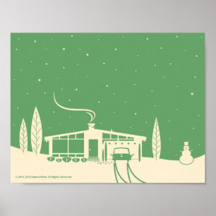 Póster Médio Century Snowena-Verde
