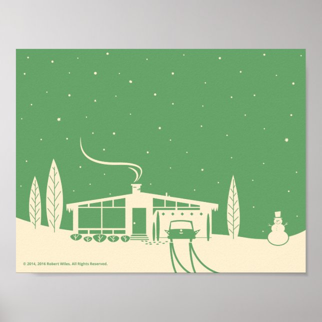 Póster Médio Century Snowena-Verde (Frente)