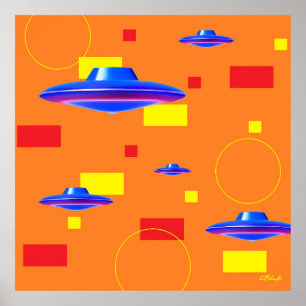 Poster médio do século 21-moderno da patrulha UFO Ken Gag