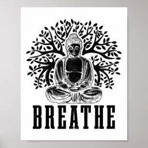Poster Meditação Buda Respirar Yoga Zen Budismo Iogue B