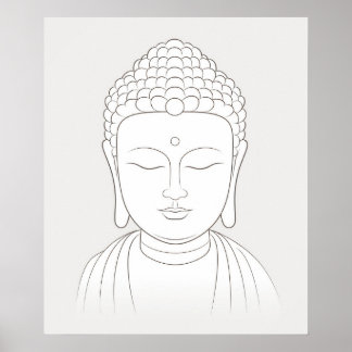 Poster Meditação de Buda Yoga - Arte de linha minimalista