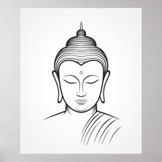 Poster Meditação de Buddha Yoga - Linha Mínima Arte II