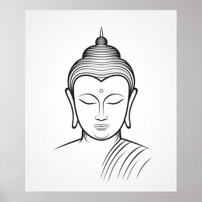 Poster Meditação de Buddha Yoga - Linha Mínima Arte II (Frente)