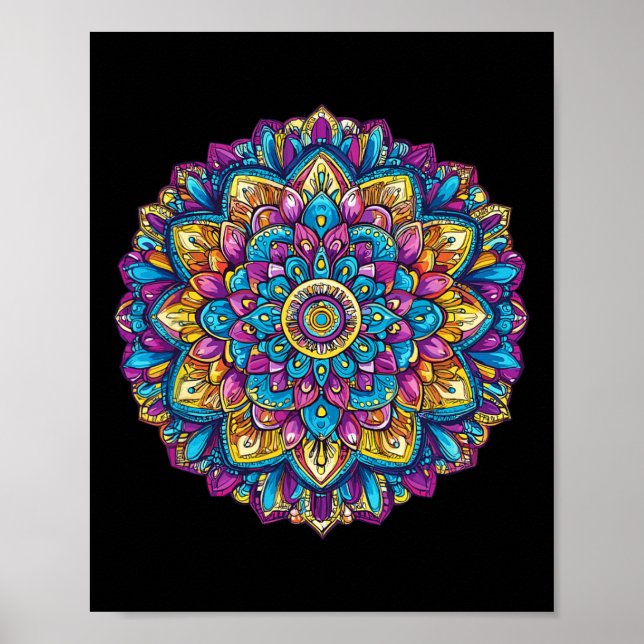 Poster Meditação de Geometria Sagrada Mandala (Frente)