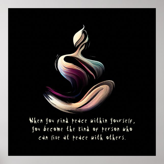 Poster Meditação de Instrutor Yoga Pose Pose Pincel Citaç (Frente)