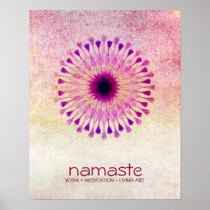 Póster Meditação de Lótus Flower Watercolor Namaste Yoga