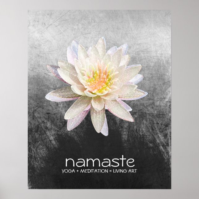 Póster Meditação de Lótus Flower Watercolor Namaste Yoga (Frente)