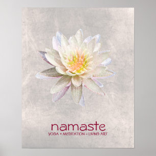 Póster Meditação de Lótus Flower Watercolor Namaste Yoga