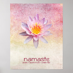 Poster Meditação de Lótus Flower Watercolor Namaste Yoga