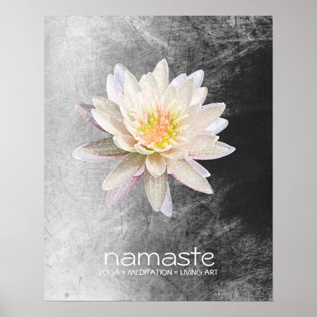 Poster Meditação de Lótus Flower Watercolor Namaste Yoga (Frente)