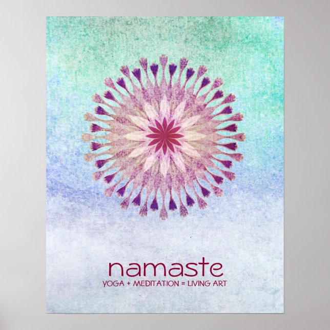 Poster Meditação de Lótus Flower Watercolor Namaste Yoga (Frente)