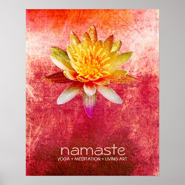 Poster Meditação de Lótus Flower Watercolor Namaste Yoga (Frente)