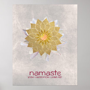 Poster Meditação de Lótus Flower Watercolor Namaste Yoga