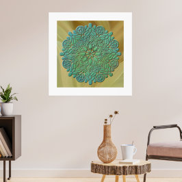 Poster Meditação de Mandala 3D Historial colorido