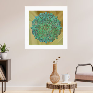 Poster Meditação de Mandala 3D Historial colorido