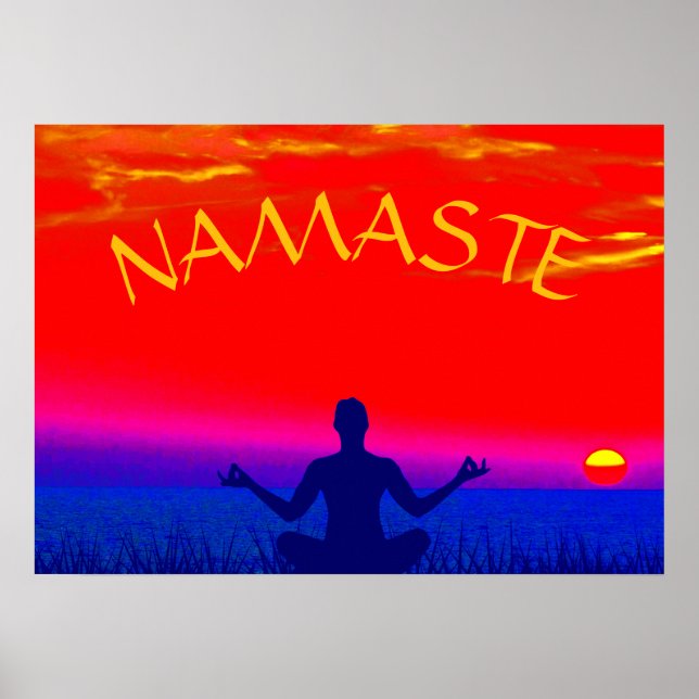 Poster Meditação de Namaste Mindful e Yoga Zen Sunset (Frente)