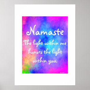Poster Meditação de Namaste Yoga Brilhante Aquarela Color