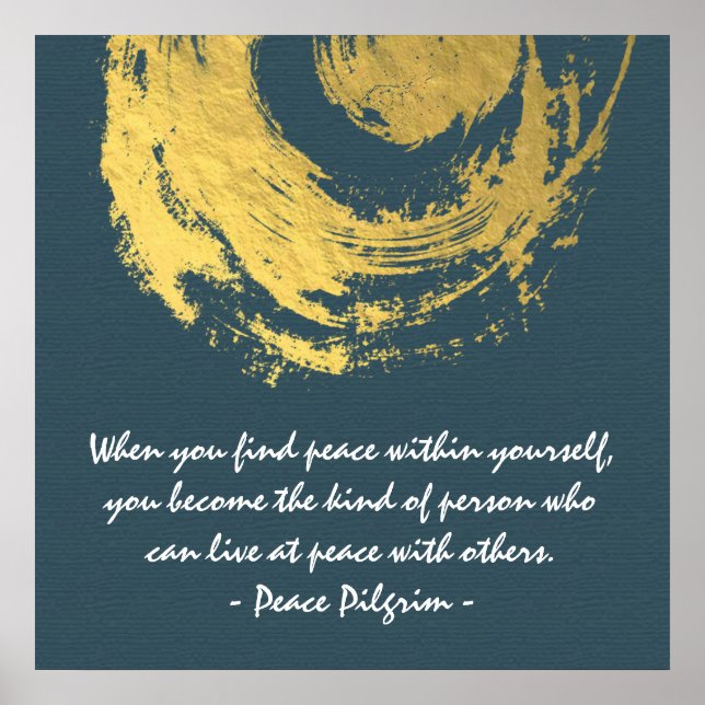 Póster Meditação de Namaste Yoga cita sinal azul Dourado  (Frente)