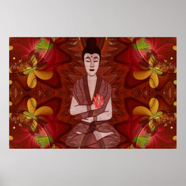 Póster Meditação de Nova Era Arte Foliar Espiritual (Frente)