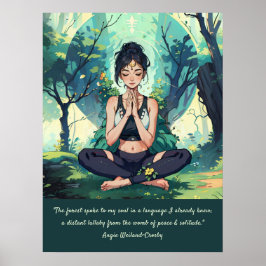 Poster Meditação de Yoga em Floresta Natural Citações Mes