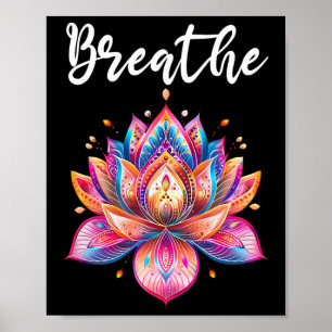 Poster Meditação de Yoga Flor de Lótus Respirar _3