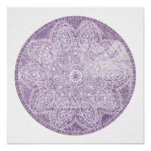 Póster Meditação do Círculo Grunge Purple Mandala