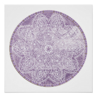 Póster Meditação do Círculo Grunge Purple Mandala