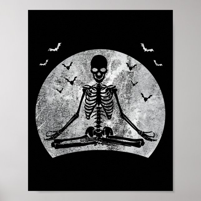 Poster Meditação do esqueleto Yoga Lover Halloween Custo  (Frente)