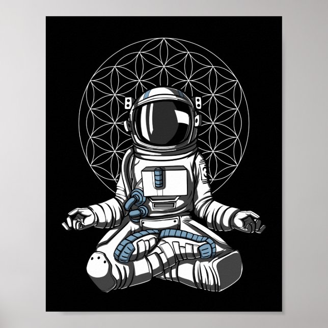 Poster Meditação Espacial do Astronauta Yoga (Frente)