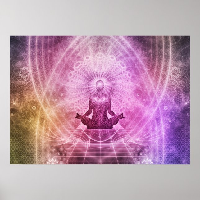 Poster Meditação espiritual de Yoga Zen Colorida (Frente)