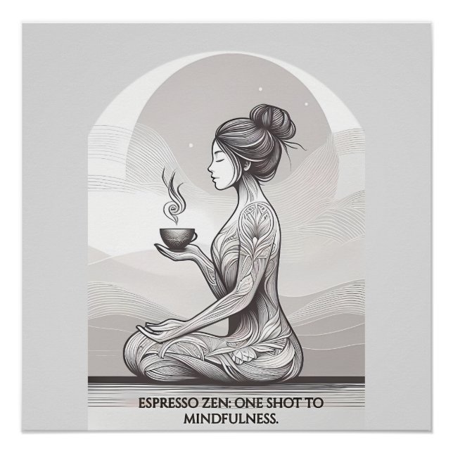 Póster Meditação Espresso Zen Um Atirando Buda (Frente)