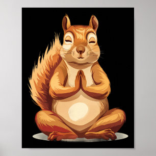 Poster Meditacão Esquilo Espiritualidade Ioga Budista Ani