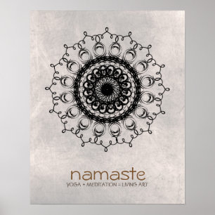 Poster Meditação Mandala Damask Namaste Yoga