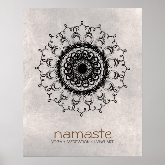 Póster Meditação Mandala Damask Namaste Yoga (Frente)