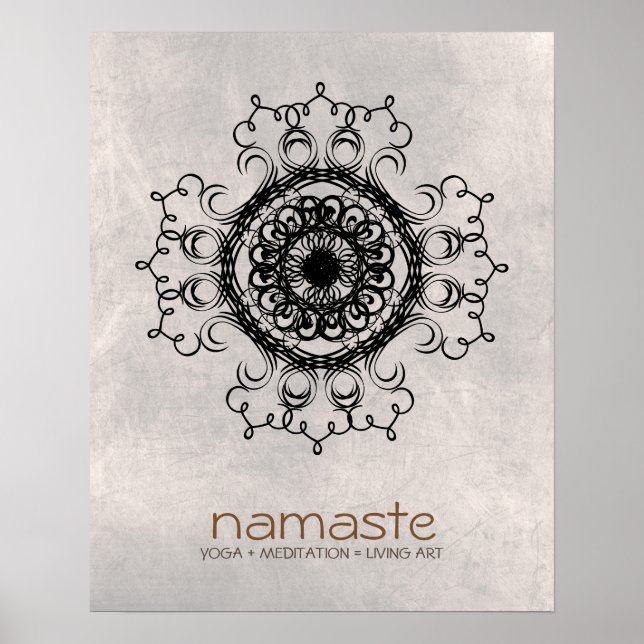 Poster Meditação Mandala Damask Namaste Yoga (Frente)
