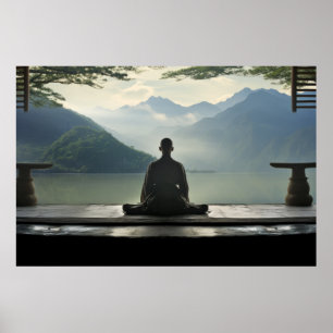 Poster Meditação Monge Tranquilo Natureza Pacífica