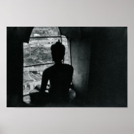 Poster Meditação Monocromática Buddha Decor Asiático