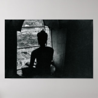 Poster Meditação Monocromática Buddha Decor Asiático