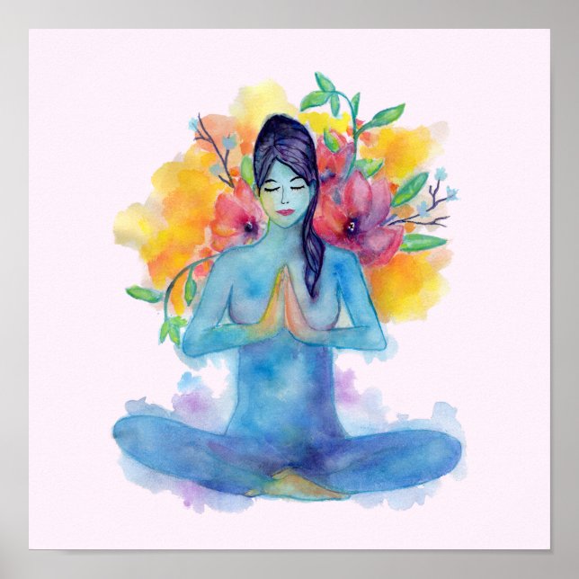 Poster Meditação Namaste Watercolor (Frente)