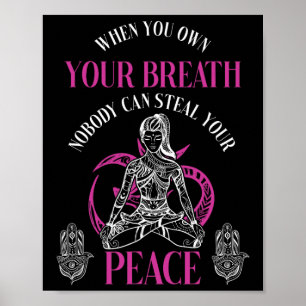 Poster Meditação Respiração Paz Yoga Bondade Mundial Paci