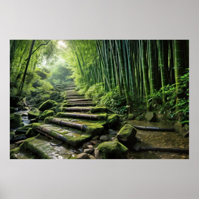 Poster Meditação Serena de Paisagem Bamboo (Frente)