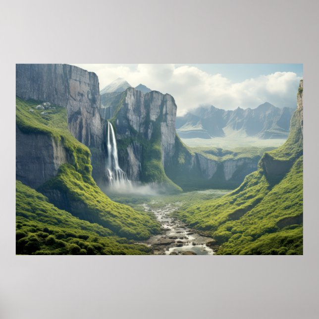 Poster Meditação Serena de Paisagem das Caves (Frente)