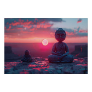 Póster Meditação Tranquil Sunrise: Poster da Estátua Buda