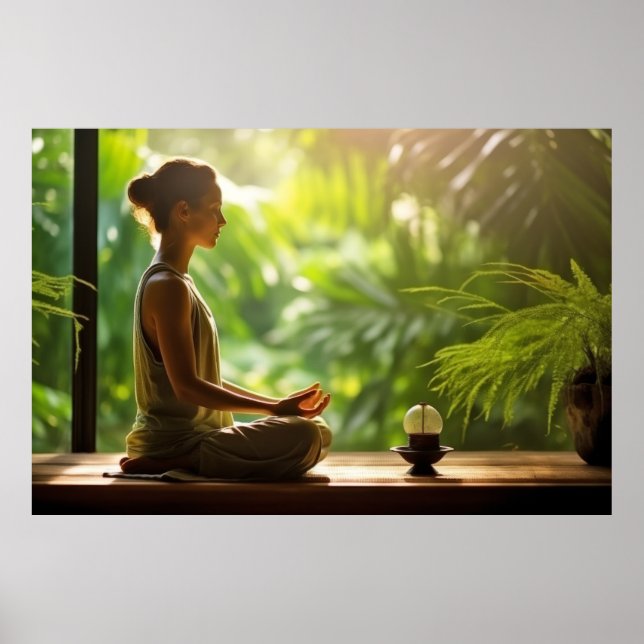 Poster Meditação Tranquila Natureza Pacífica (Frente)