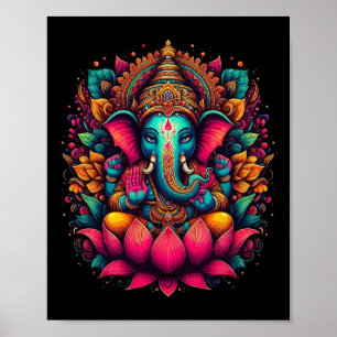 Poster Meditação Yoga Ganesh Deus Hindu Namaste Tees Gane