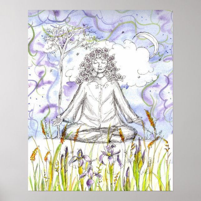 Póster Meditação Yoga Zen Flores Selvagens Iris (Frente)